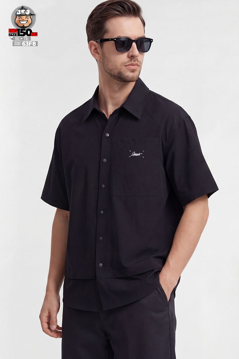 Áo sơ mi tay ngắn chất liệu cao cấp form relaxed túi ngực phong cách Hàn Quốc 1 Áo sơ mi tay ngắn chất liệu cao cấp form relaxed túi ngực phong cách Hàn Quốc