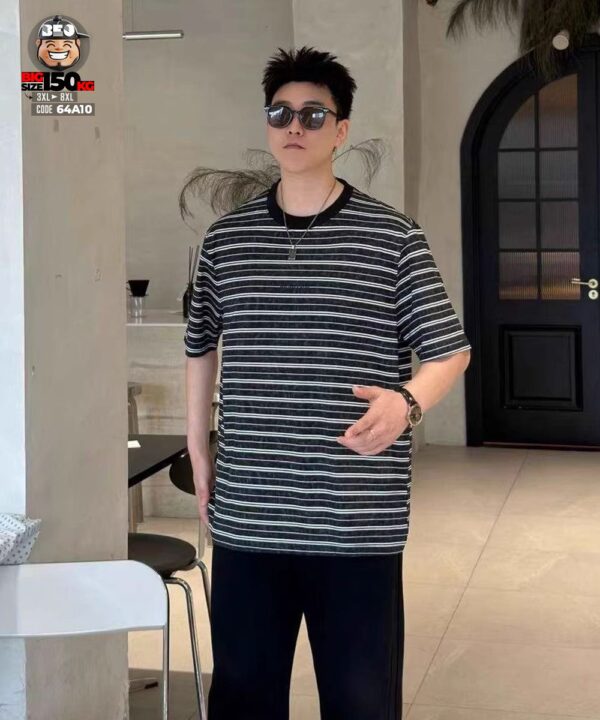 Alternative view of Áo thun tay ngắn sọc ngang industrial text