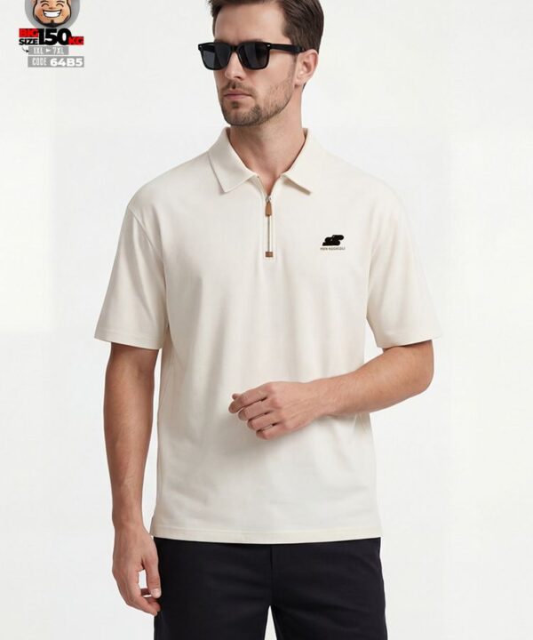 Áo thun Polo khóa kéo cổ bẻ form rộng old money style