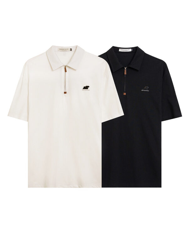 Áo thun Polo khóa kéo cổ bẻ form rộng old money style 4