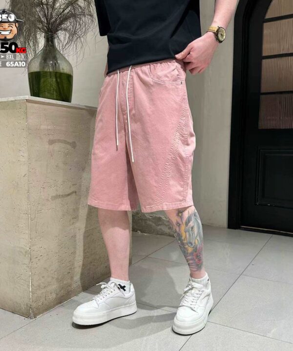 Alternative view of Quần short cotton minimal phối panel xéo form relaxed