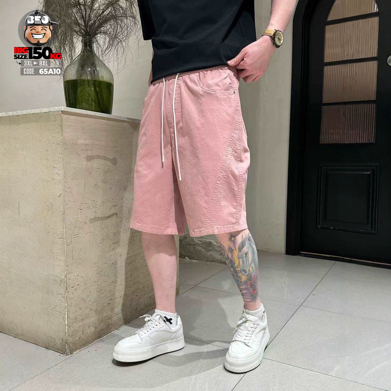 Quần short cotton minimal phối panel xéo form relaxed 2 Quần short cotton minimal phối panel xéo form relaxed - Ảnh 2