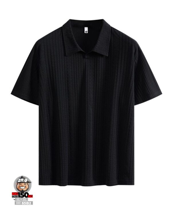 Alternative view of Áo thun tay ngắn Polo vải jacquard gân nổi cổ kiểu