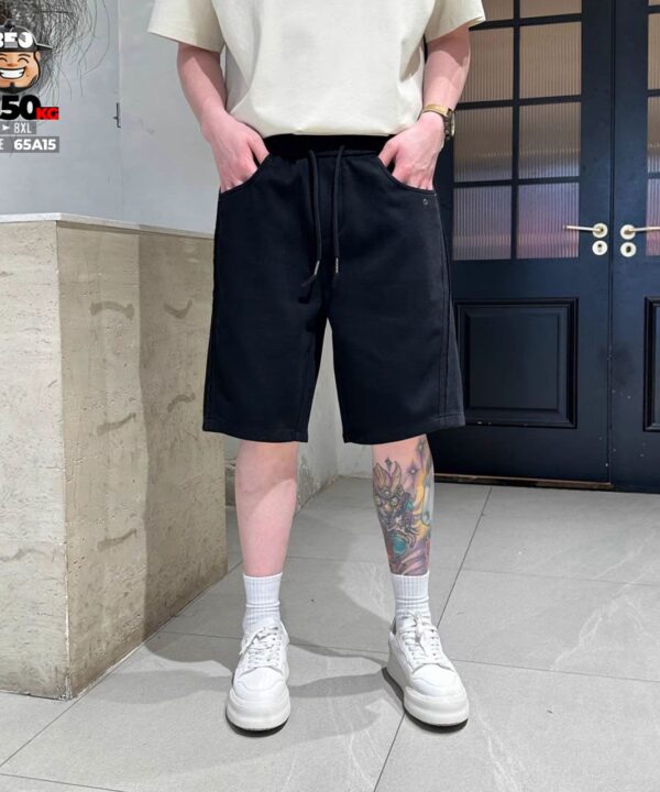 Quần short thun kiểu nỉ suông loang nhẹ co giãn nhẹ form rộng 2