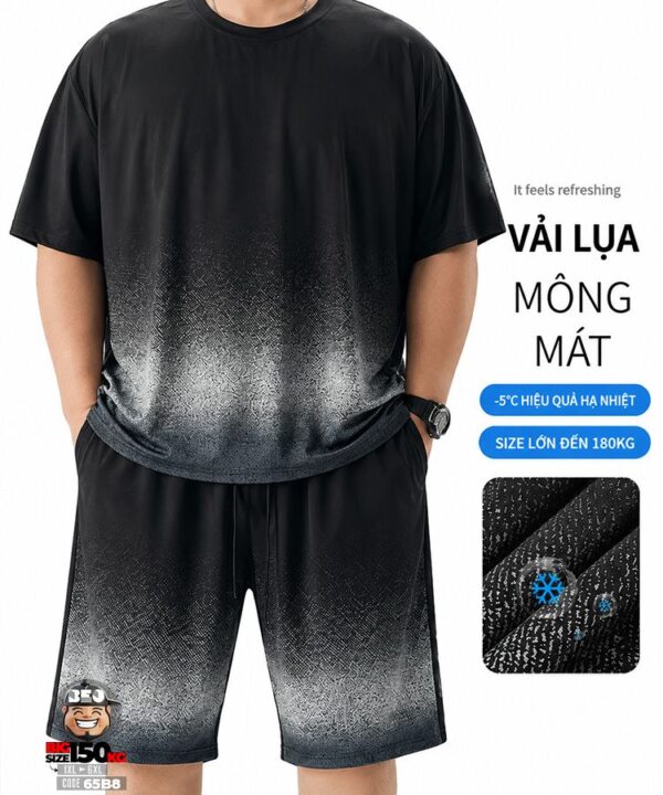 Độ bộ ngắn tay short thun vải thun lạnh băng họa tiết băng chuyển sắc easy