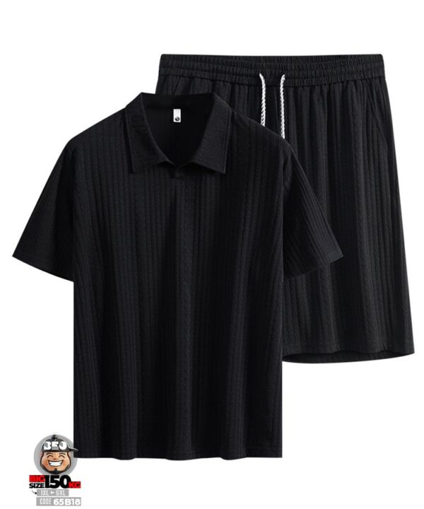 Đồ bộ ngắn tay short thun vải jacquard gân nổi cổ kiểu 2