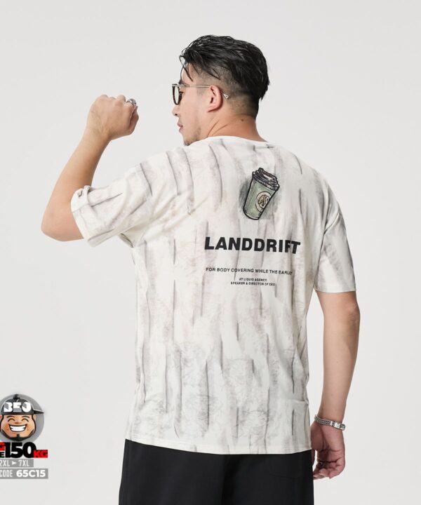 Áo thun tay ngắn thun lạnh logo Landdirft phối sọc dọc cá tính
