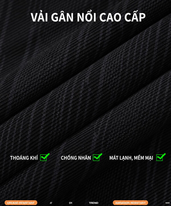Quần short thun vải lụa băng họa tiết sọc gân nhẹ thoáng mát 3