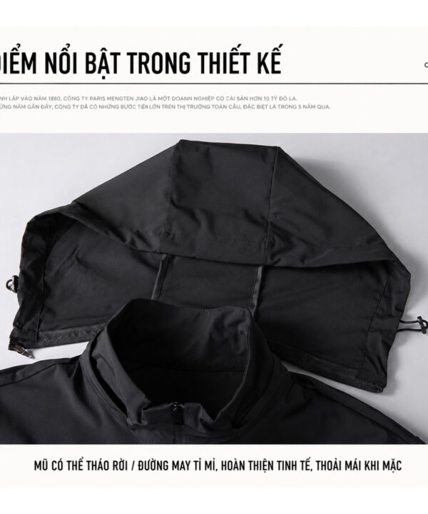 Áo khoác gió phối nón tháo rời chống nắng UPF50 thun mỏng mát phối ráp 4