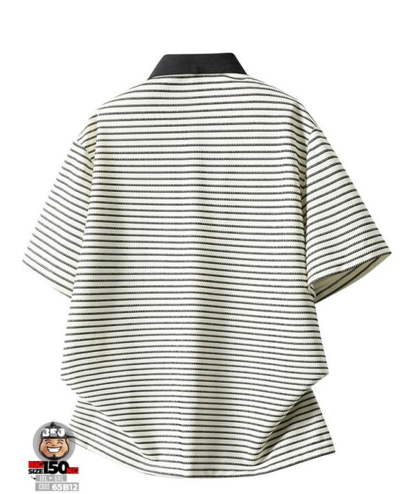 Áo thun tay ngắn Polo sọc kiểu texture cổ nhấn cá tính 3