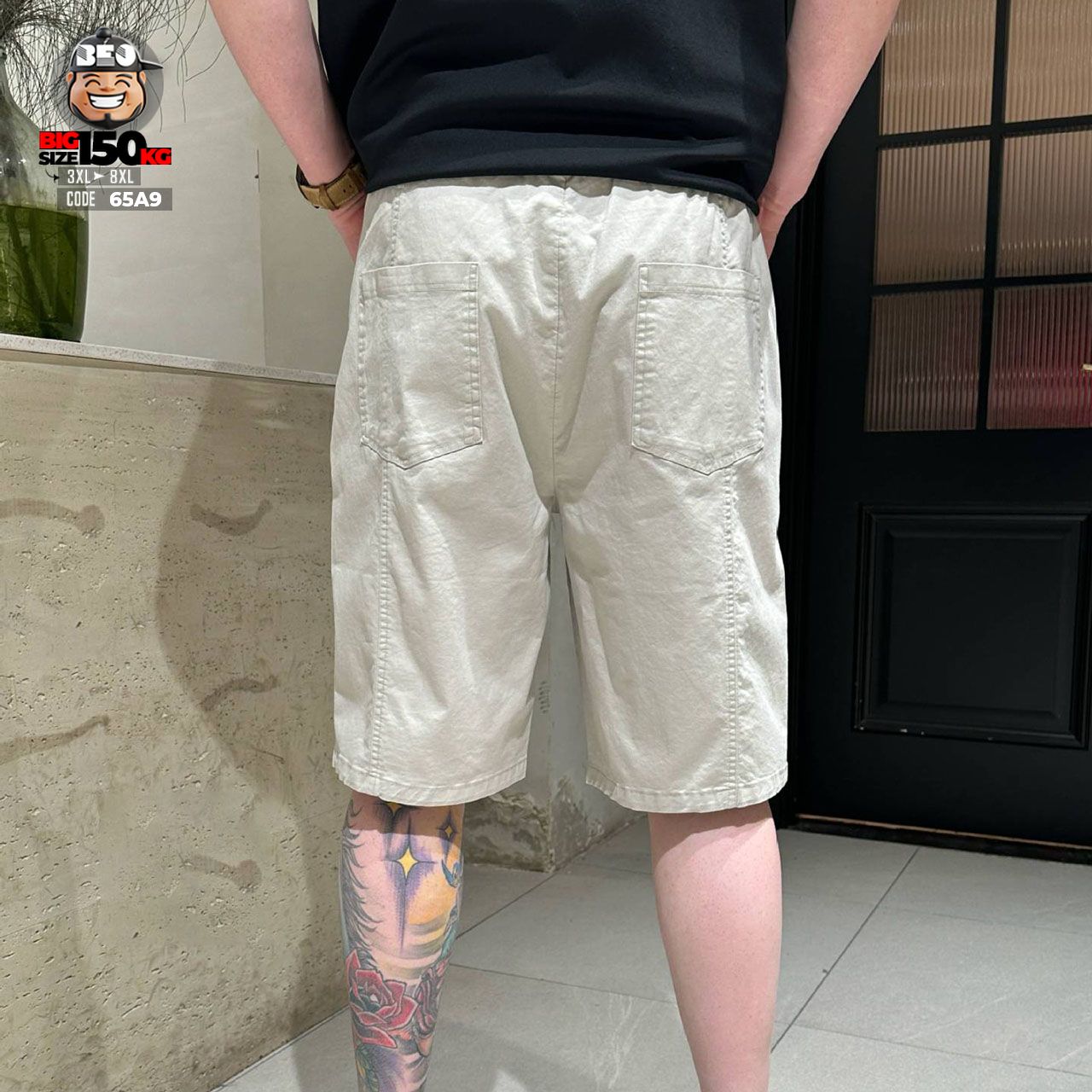Quần short cotton minimal phối panel xéo form relaxed 4 Quần short cotton minimal phối panel xéo form relaxed - Ảnh 4