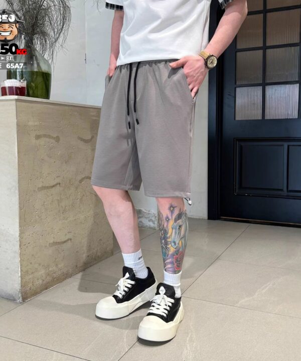 Quần short thun suông đinh tán form rộng phong cách street 2