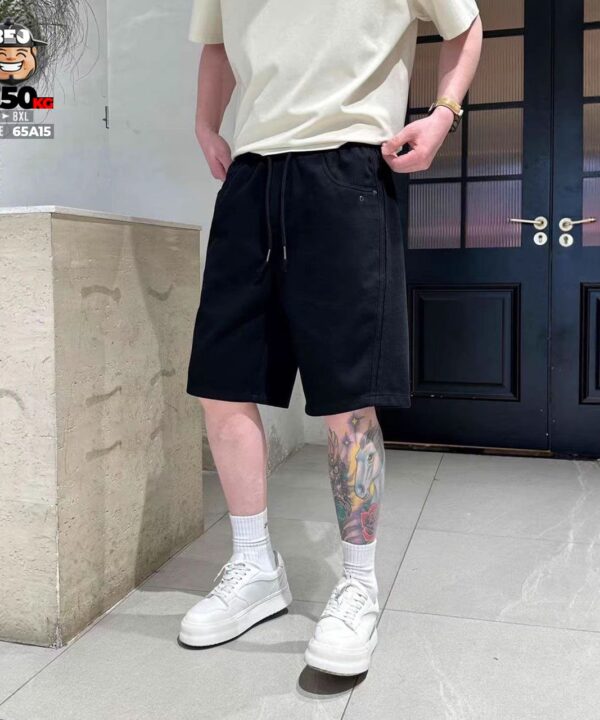 Quần short thun kiểu nỉ suông loang nhẹ co giãn nhẹ form rộng 1