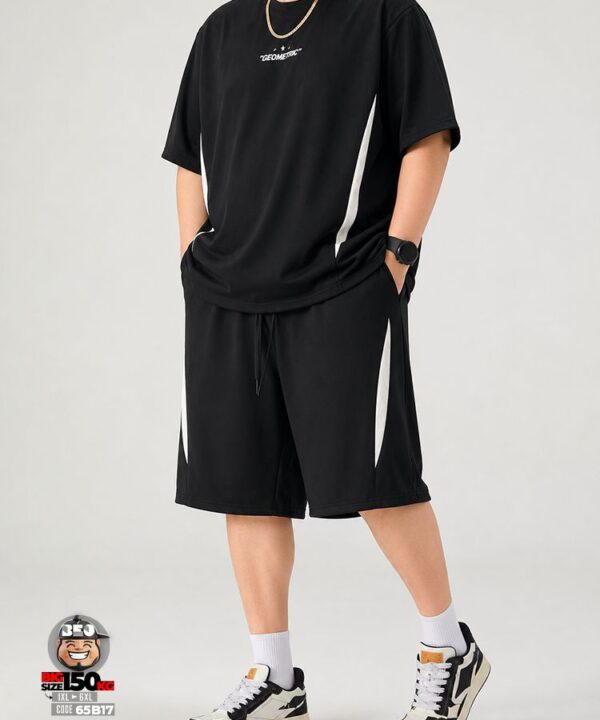 Đồ bộ thun lạnh ngắn tay short thun kiểu sọc V logo Geometric 4