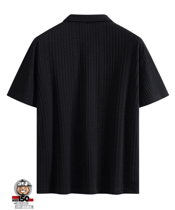 Áo thun tay ngắn Polo vải jacquard gân nổi cổ kiểu 2