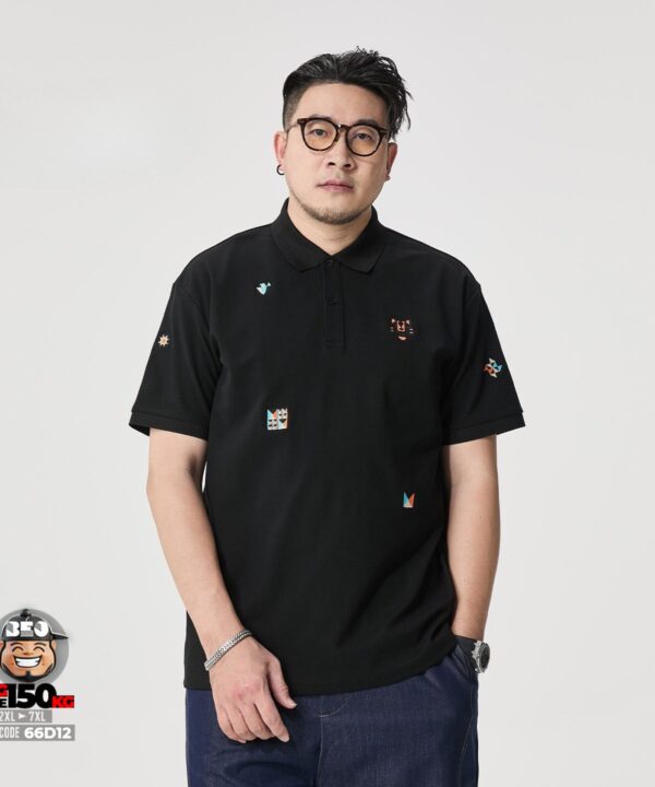Áo thun tay ngắn Polo vải cao cấp logo trừu tượng quanh áo