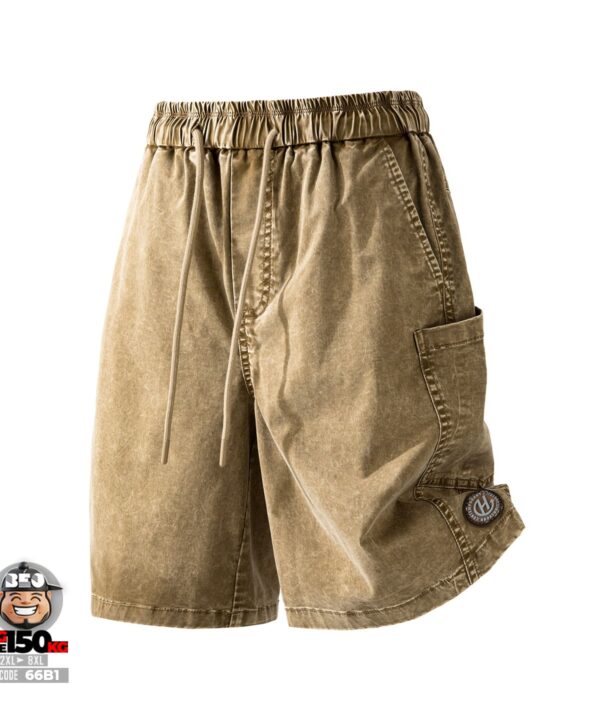 Quần Short wash tuyết túi hộp form rộng co giãn vải dày phong cách Workwear 4