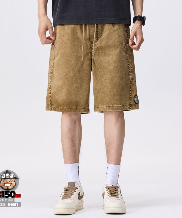 Quần Short wash tuyết túi hộp form rộng co giãn vải dày phong cách Workwear 3