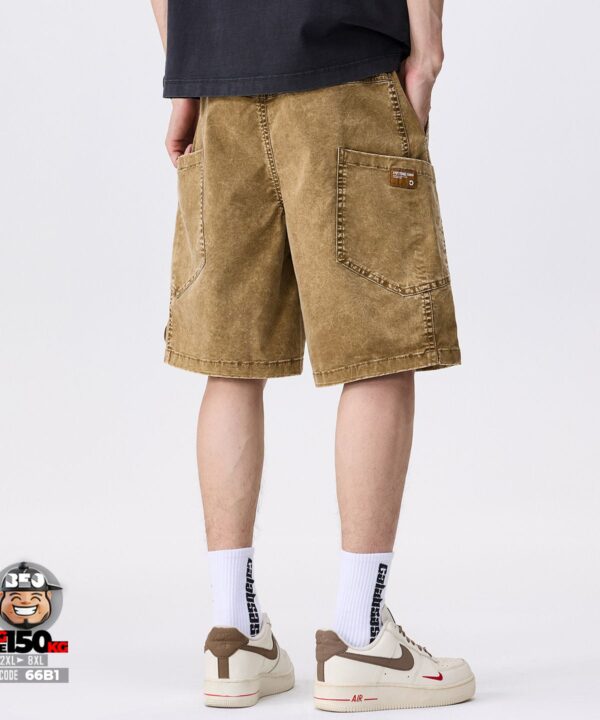 Quần Short wash tuyết túi hộp form rộng co giãn vải dày phong cách Workwear 2