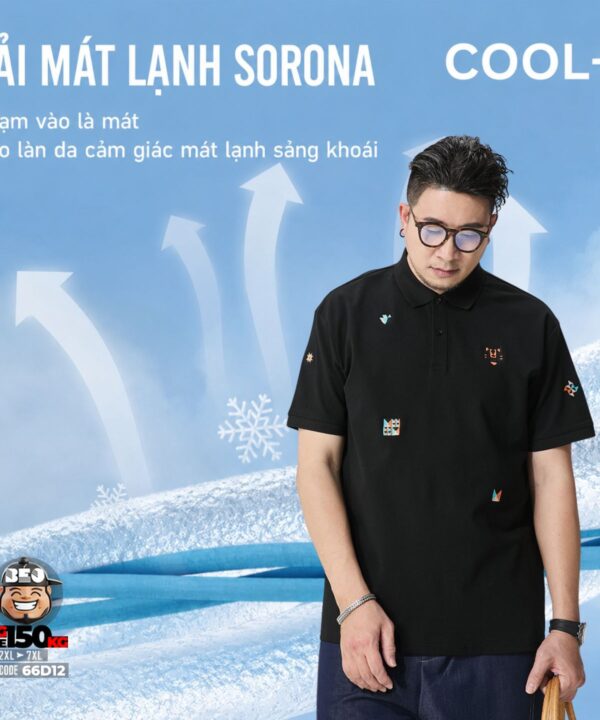 Áo thun tay ngắn Polo vải cao cấp logo trừu tượng quanh áo 3