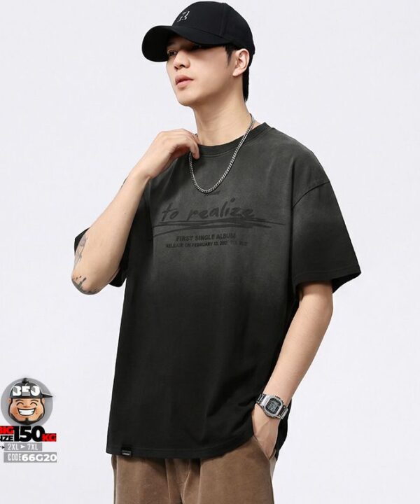 Áo thun tay ngắn wax washing gardient to realize retro 3