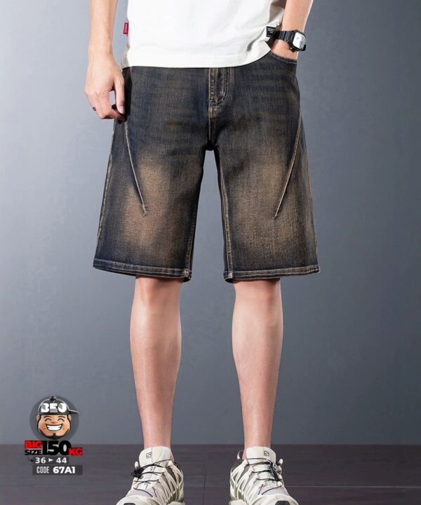Quần short jean thun wax đồng chỉ nổi cắt xéo cá tính