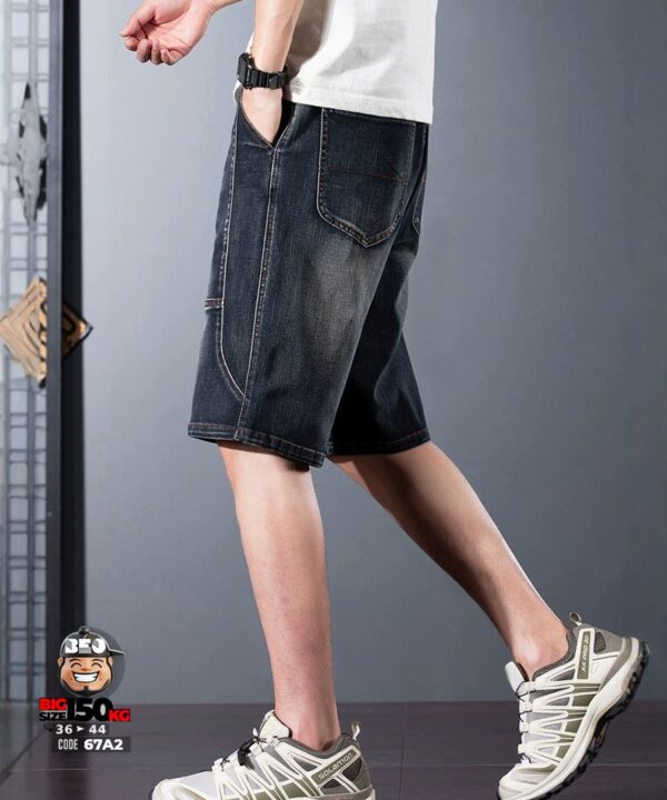 Quần short jean thun ghép nối co giãn retro sytle cá tính 3