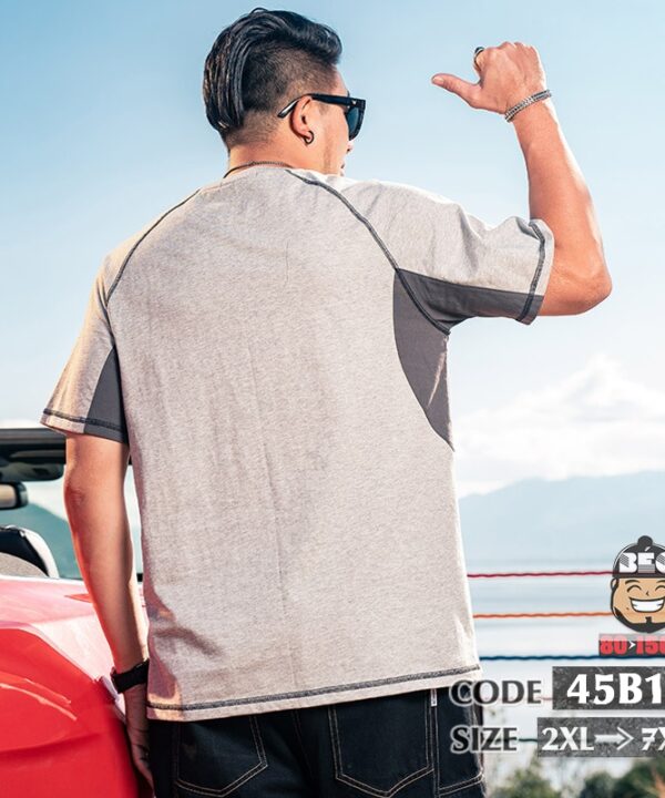 Áo thun tay ngắn cotton thun Tay chữ viền bigsize - Ảnh 5