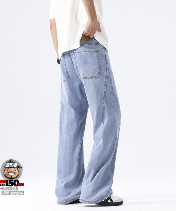 Quần dài jean lưng thắc ống suông Lyocell Tencel mỏng nhẹ wax khối 2