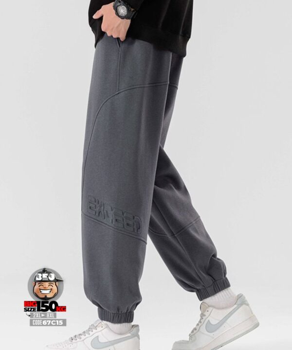 Quần dài jogger thun kiểu nối vải kẻ chỉ logo nổi exceed cá tính StreetWear 4