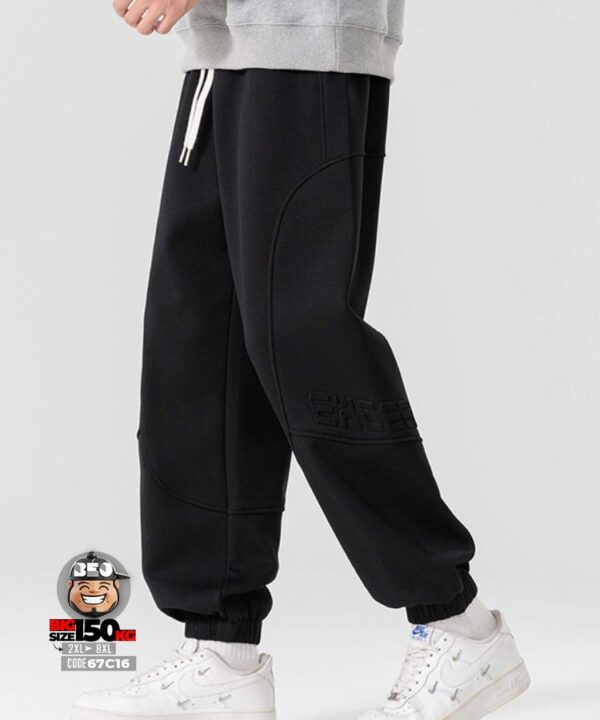 Quần dài jogger thun kiểu nối vải kẻ chỉ logo nổi exceed cá tính StreetWear 2