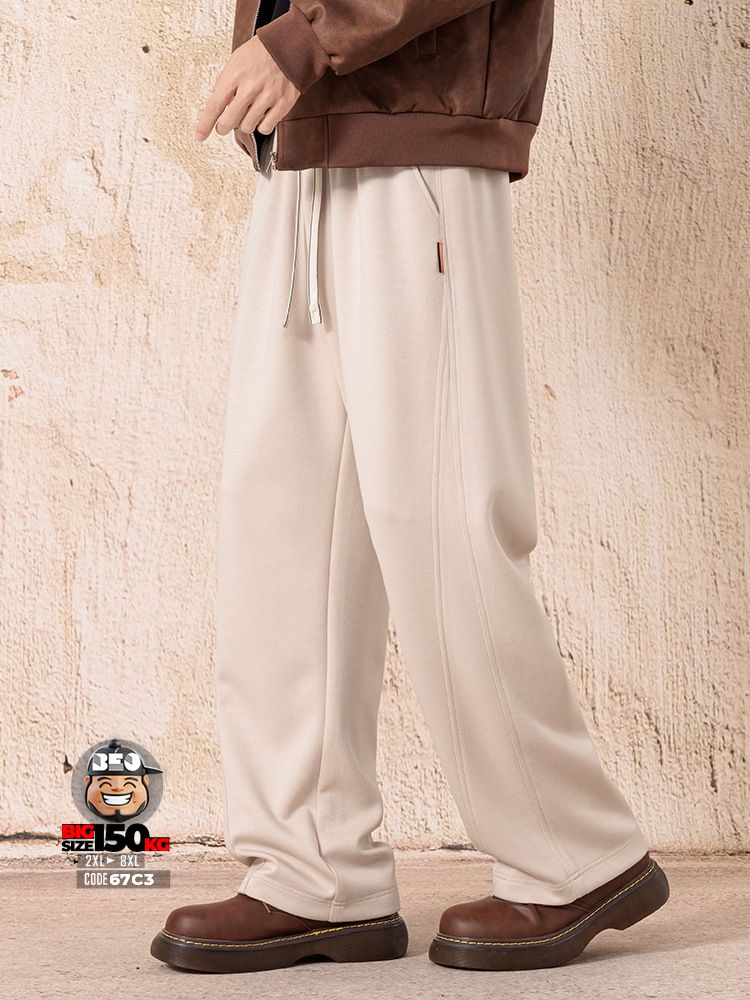 Quần dài Jogger thun ống suông form rộng kẻ sọc xiêng basic 1 Quần dài Jogger thun ống suông form rộng kẻ sọc xiêng basic