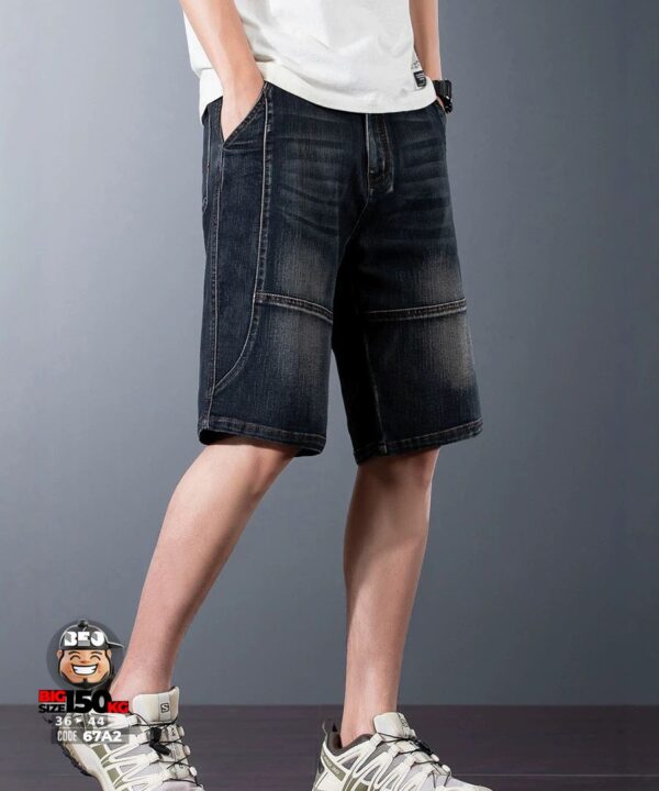 Quần short jean thun ghép nối co giãn retro sytle cá tính 2
