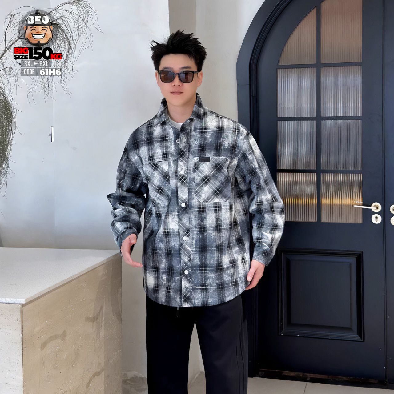 Áo khoác sơ mi họa tiết caro phối túi kiểu cá tính 5 Áo khoác sơ mi họa tiết caro phối túi kiểu cá tính - Ảnh 5