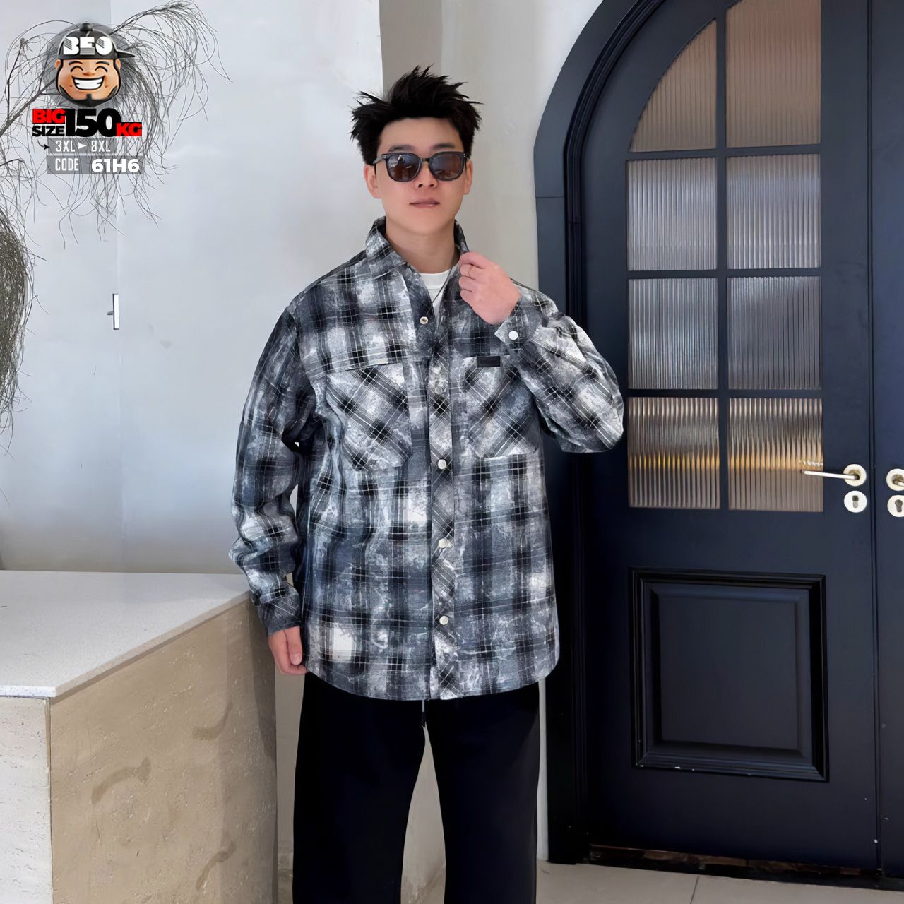 Áo khoác sơ mi họa tiết caro phối túi kiểu cá tính 4 Áo khoác sơ mi họa tiết caro phối túi kiểu cá tính - Ảnh 4