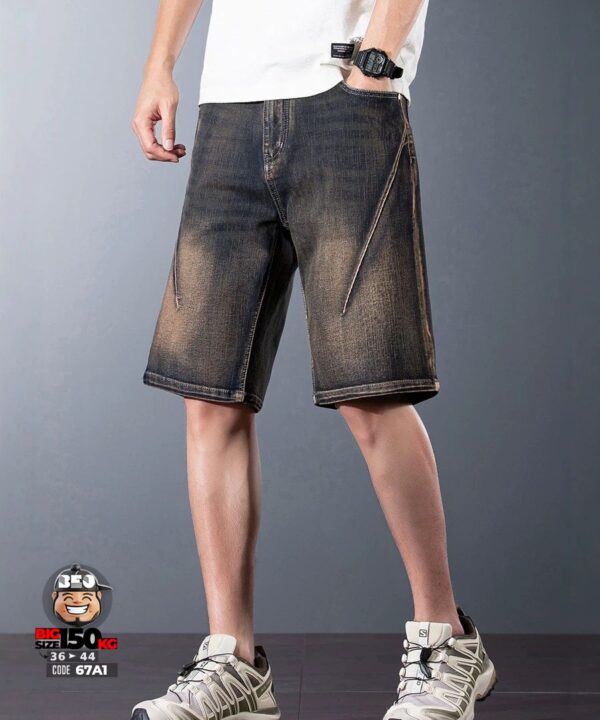Quần short jean thun wax đồng chỉ nổi cắt xéo cá tính 7 Quần short jean thun wax đồng chỉ nổi cắt xéo cá tính 2