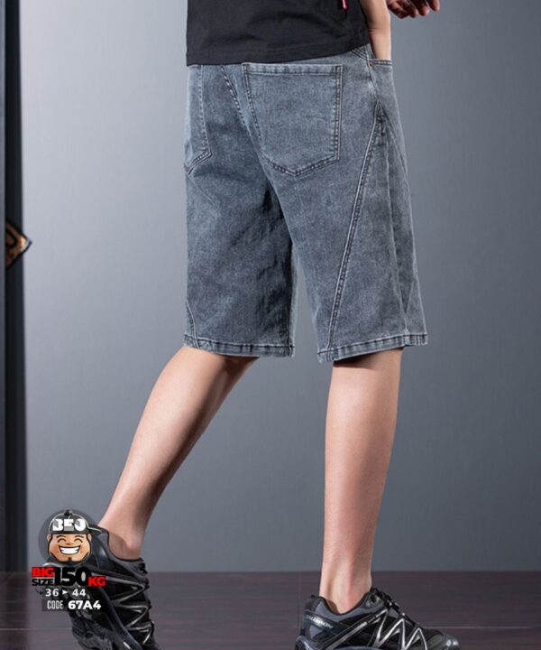 Quần short jean thun ghép nối xéo quần wax tiêu retro 8 Quần short jean thun ghép nối xéo quần wax tiêu retro 3