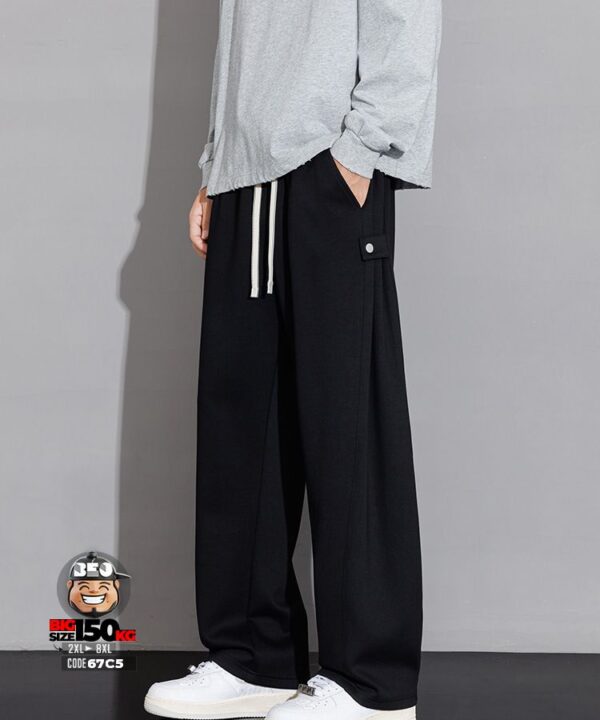 Alternative view of Quần dài jogger thun cotton ống suông kiểu chiết hông phối nút cá tính
