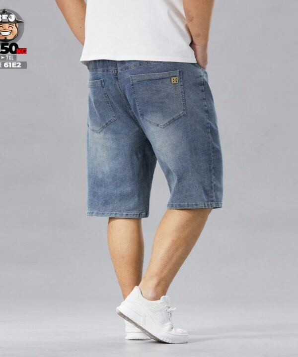 Quần ngắn jean cotton lưng thun co giãn wax khói đùi retro style 4