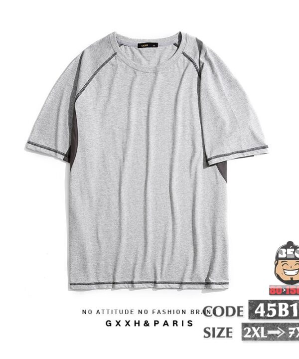 Áo thun tay ngắn cotton thun Tay chữ viền bigsize - Ảnh 3