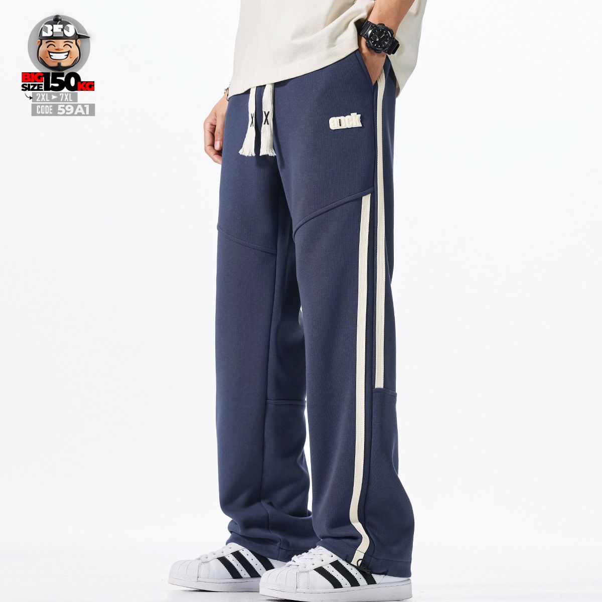 Quần dài jogger ống đa năng sọc đứt bên hông cá tính 1 Quần dài jogger ống đa năng sọc đứt bên hông cá tính