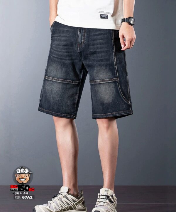 Quần short jean thun ghép nối co giãn retro sytle cá tính