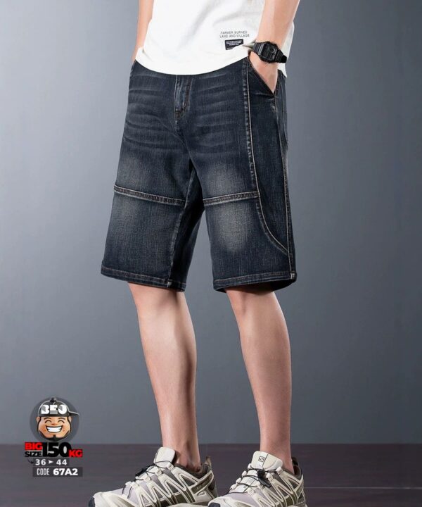 Alternative view of Quần short jean thun ghép nối co giãn retro sytle cá tính