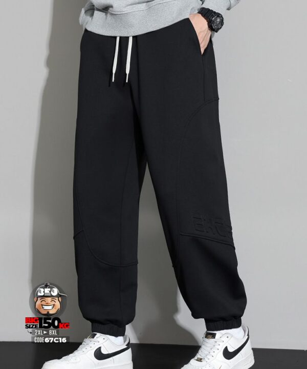 Alternative view of Quần dài jogger thun kiểu nối vải kẻ chỉ logo nổi exceed cá tính StreetWear