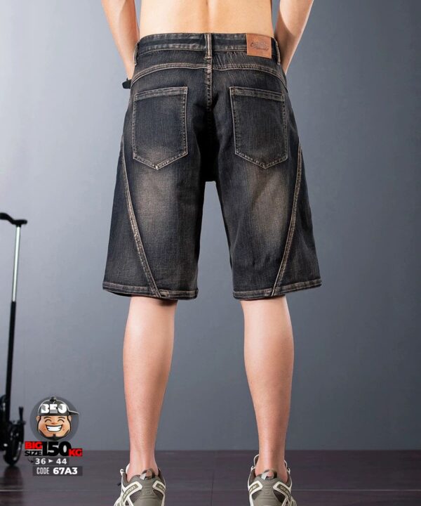 Quần short jean thun ghép nối xéo quần co giãn cá tính wax khói 9 Quần short jean thun ghép nối xéo quần co giãn cá tính wax khói 4