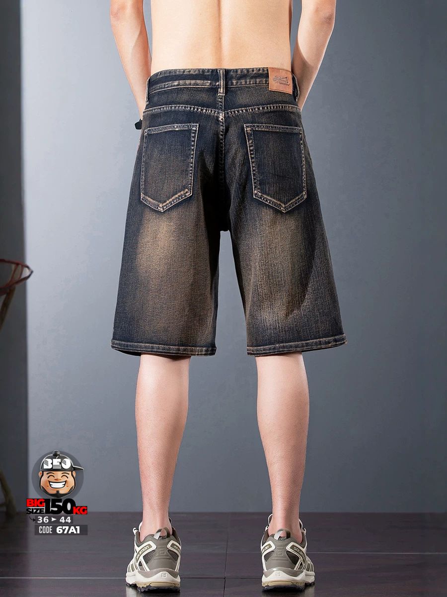 Quần short jean thun wax đồng chỉ nổi cắt xéo cá tính 5 Quần short jean thun wax đồng chỉ nổi cắt xéo cá tính - Ảnh 5