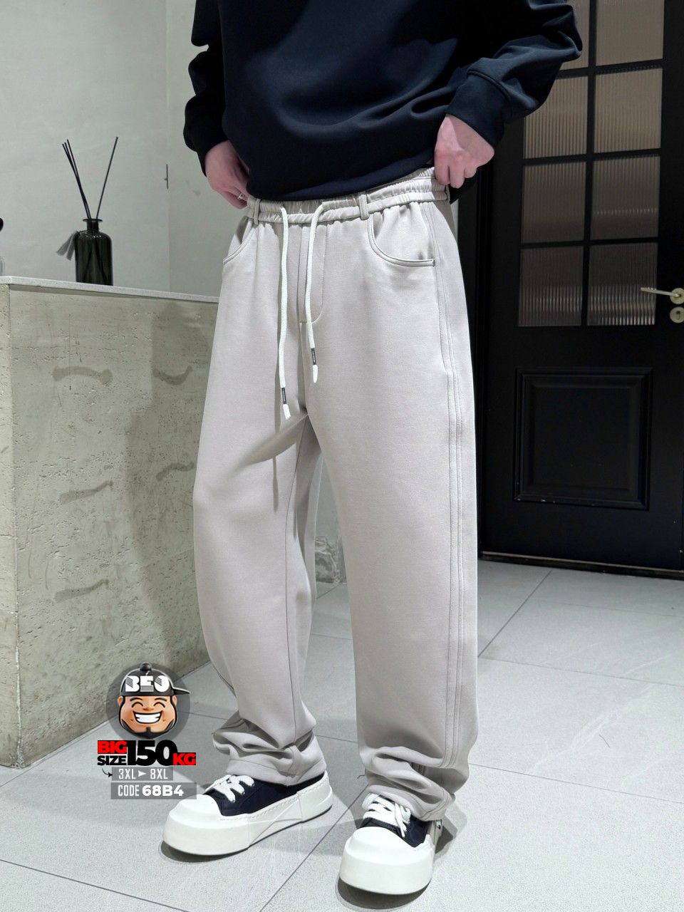 Quần dài jogger thun chỉ đôi bên hông ống rộng streetwear 5 Quần dài jogger thun chỉ đôi bên hông ống rộng streetwear - Ảnh 5