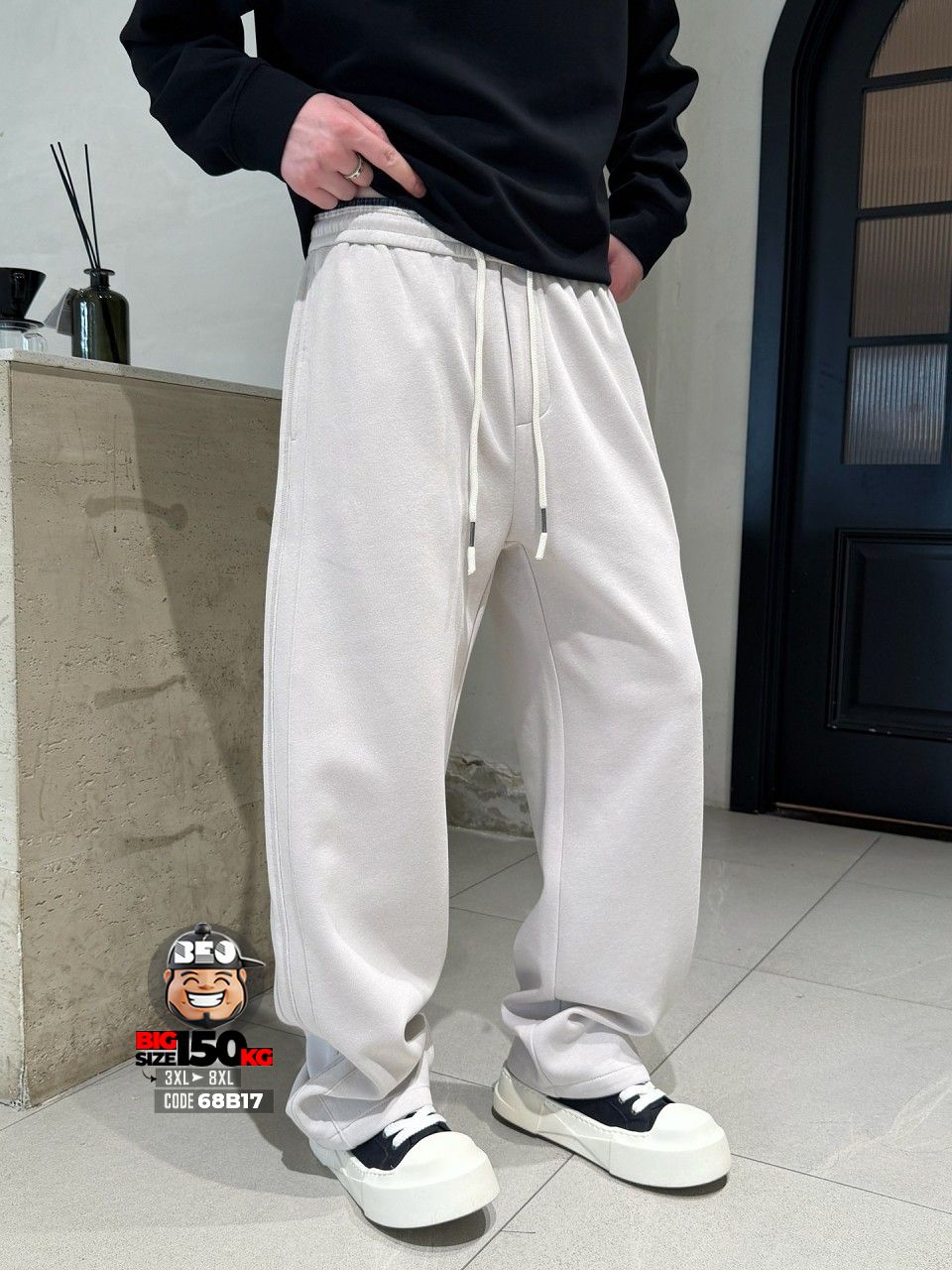 Quần dài jogger thun ông suông chỉ nổi wash tech tibe band 1 Quần dài jogger thun ông suông chỉ nổi wash tech tibe band