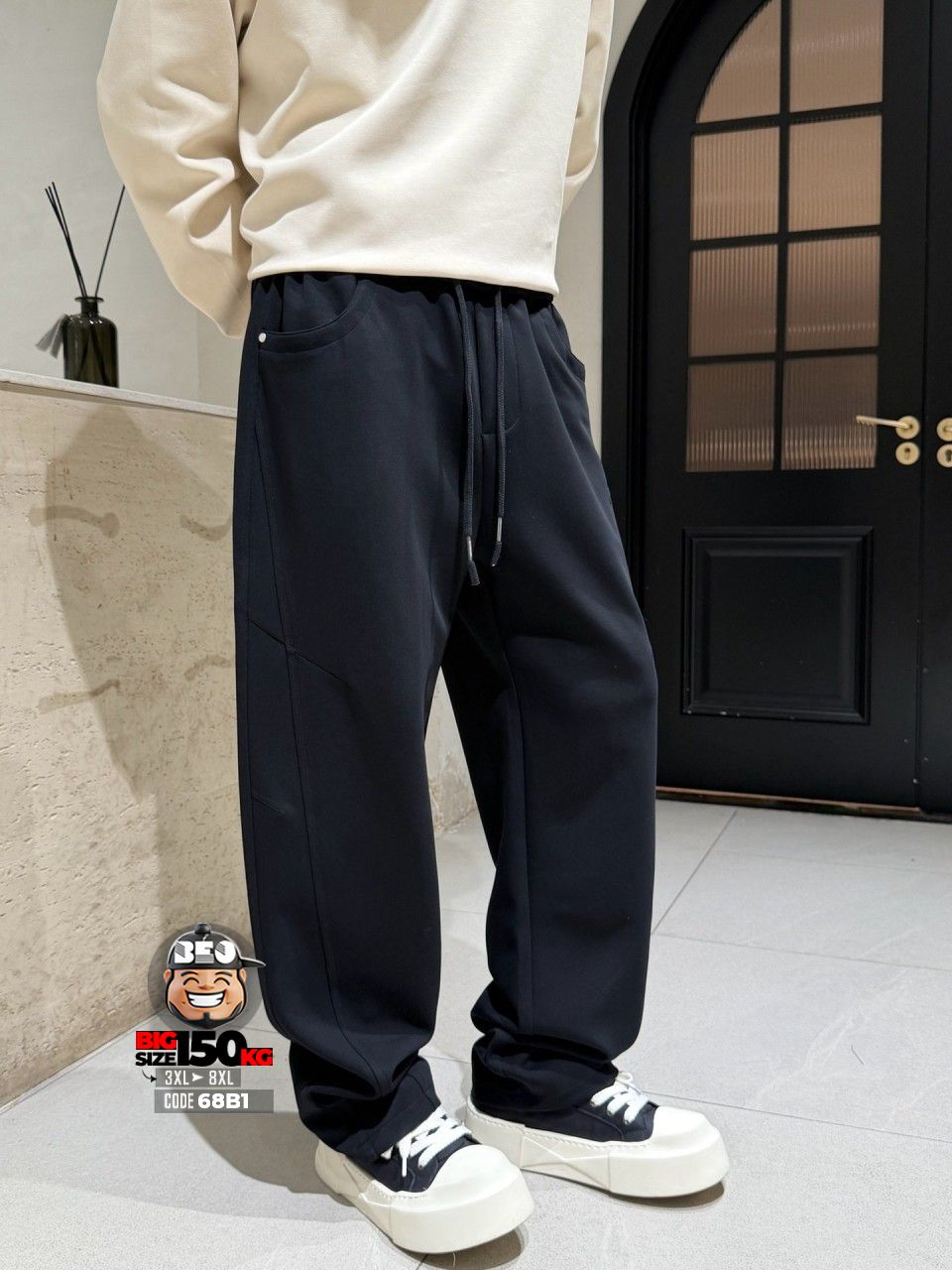 Quần dài thun jogger ống slim kẻ chỉ xéo logo An Boss 1 Quần dài thun jogger ống slim kẻ chỉ xéo logo An Boss