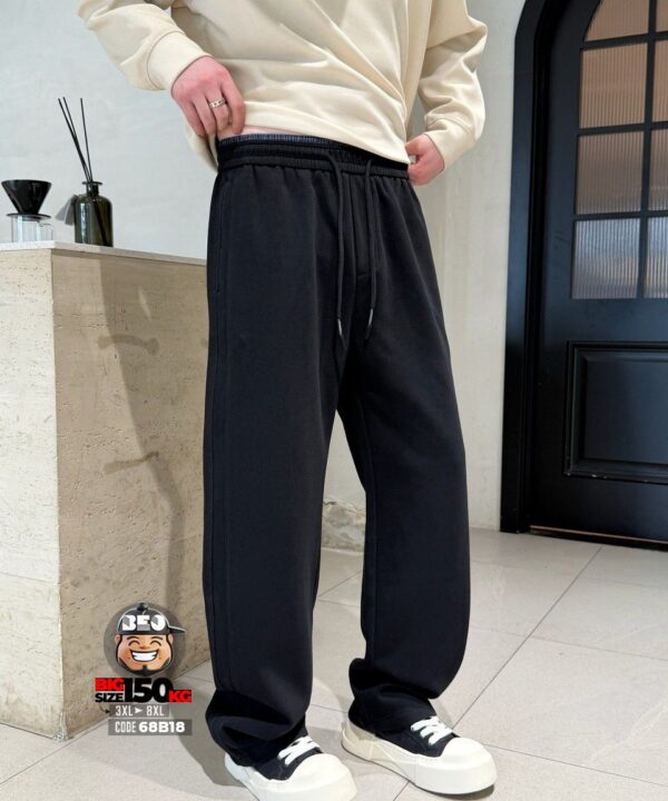 Alternative view of Quần dài jogger thun ông suông chỉ nổi wash tech tibe band